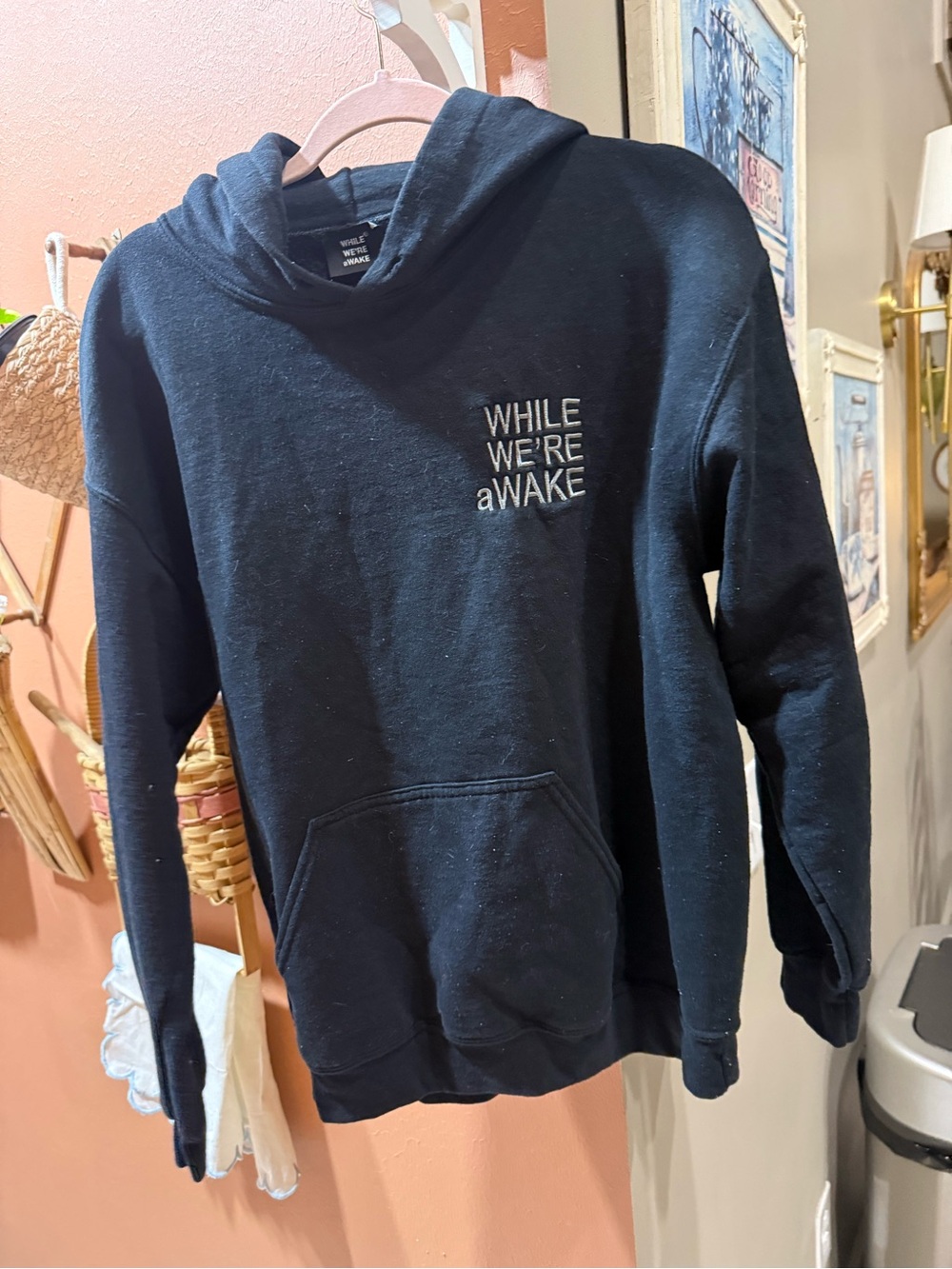 While We're Awake Black Zip-Up Hoodie Sweatshirt